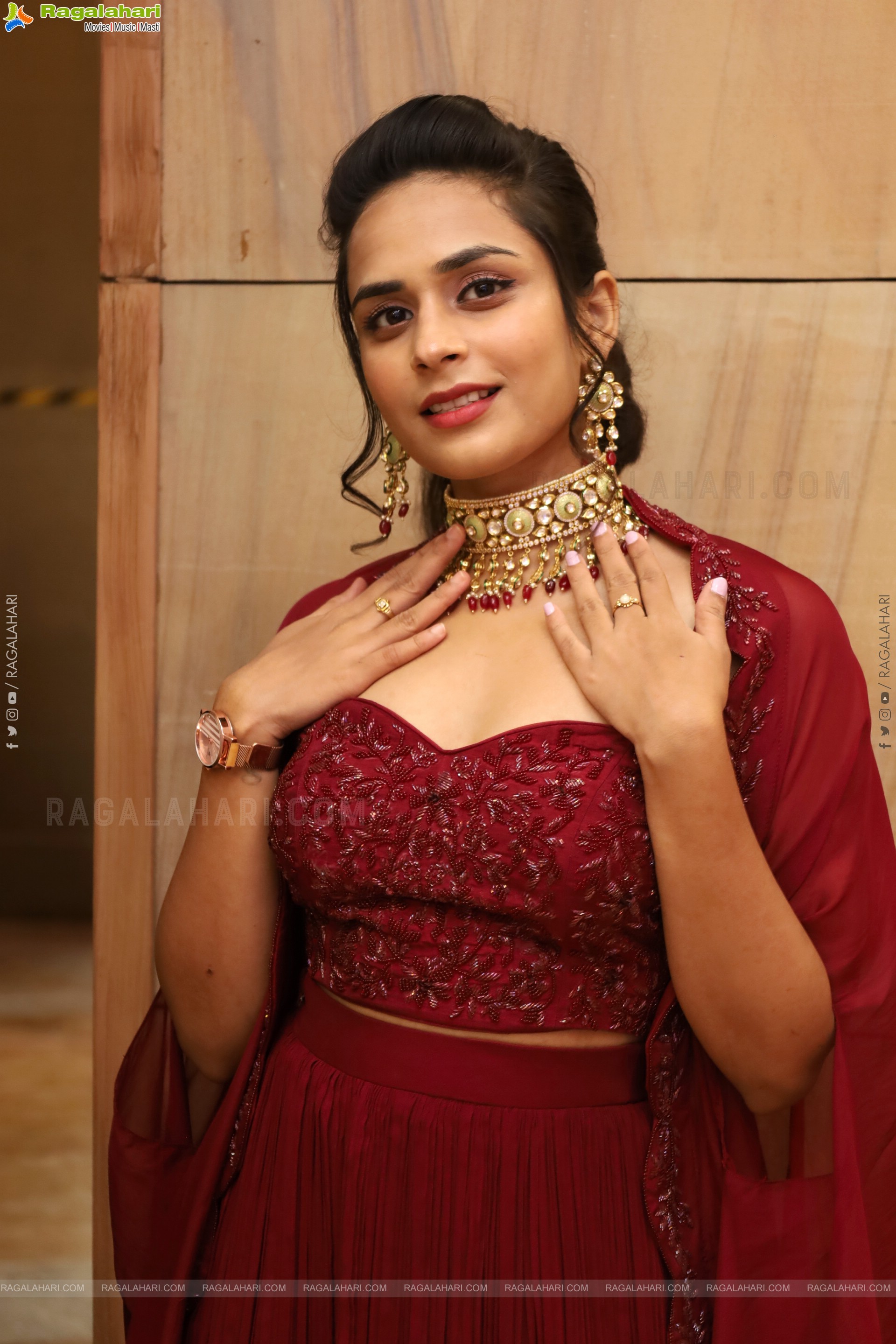 Mounika stills in Red Dress, HD Gallery