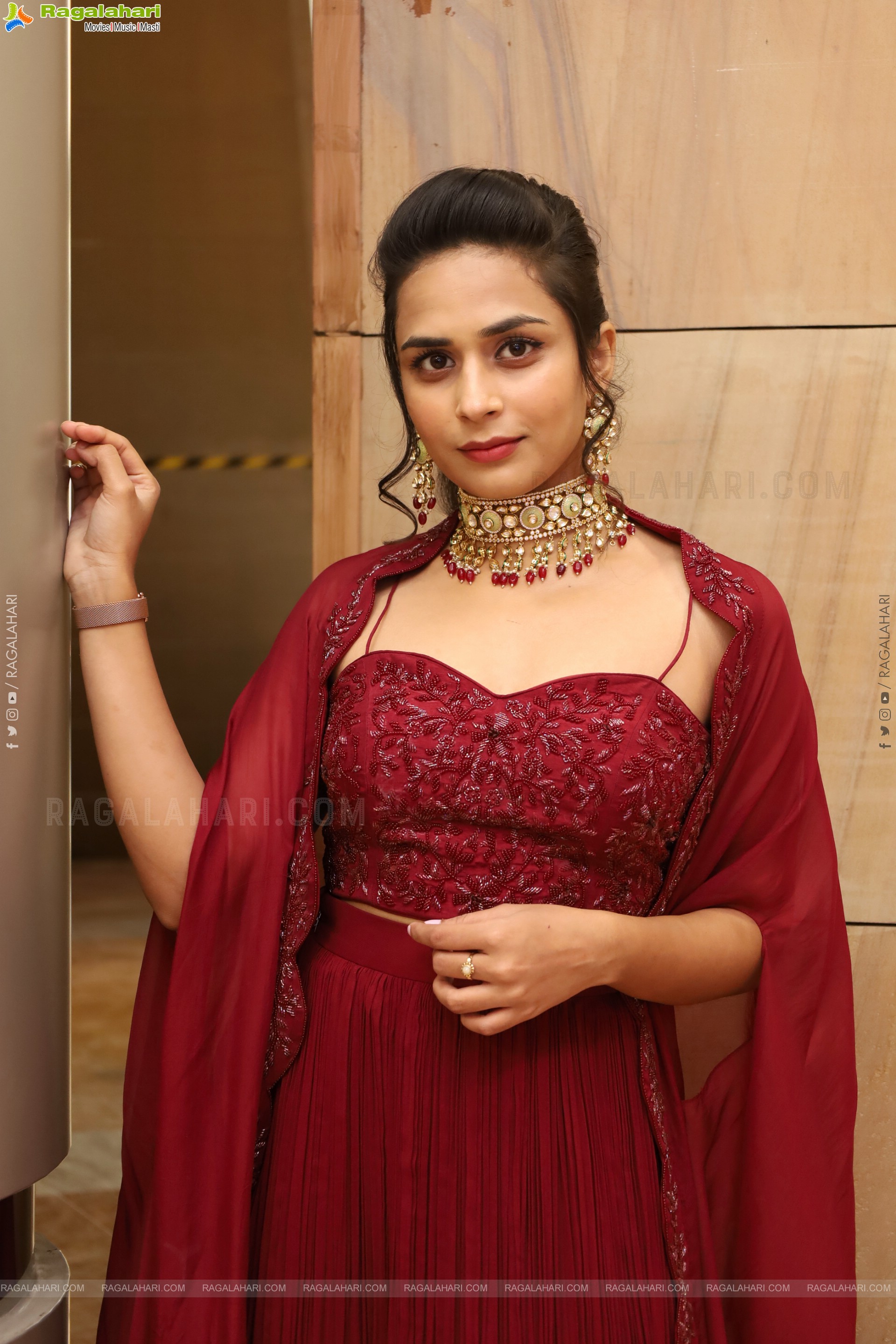 Mounika stills in Red Dress, HD Gallery