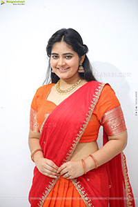 Milky Madhu stills in Orange Half Saree, HD Gallery