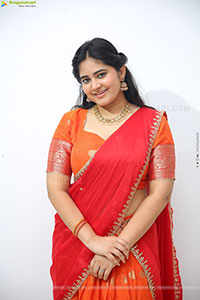 Milky Madhu stills in Orange Half Saree, HD Gallery