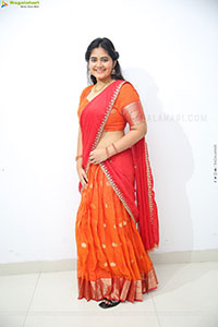 Milky Madhu stills in Orange Half Saree, HD Gallery