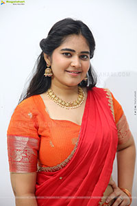 Milky Madhu stills in Orange Half Saree, HD Gallery