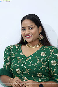 Pravali Perala stills in Green Dress, HD Gallery