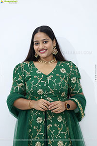 Pravali Perala stills in Green Dress, HD Gallery