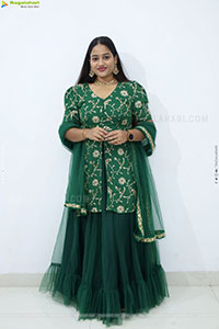 Pravali Perala stills in Green Dress, HD Gallery