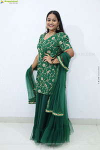 Pravali Perala stills in Green Dress, HD Gallery