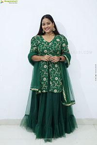 Pravali Perala stills in Green Dress, HD Gallery