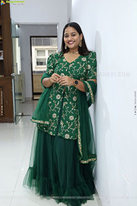 Pravali Perala stills in Green Dress, HD Gallery
