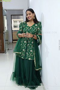 Pravali Perala stills in Green Dress, HD Gallery