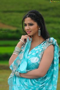 Nisha Shah in Blue Saree