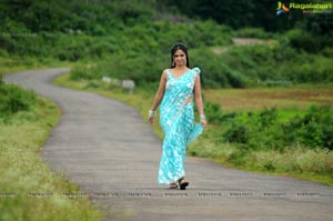 Nisha Shah in Blue Saree