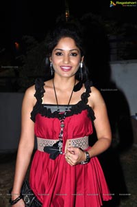 Madhavilatha in Red Sleeveless Dress