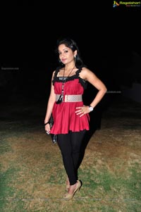 Madhavilatha in Red Sleeveless Dress