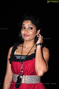 Madhavilatha in Red Sleeveless Dress