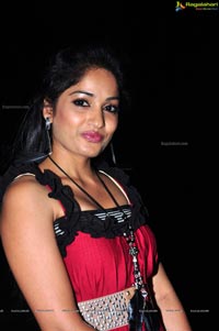 Madhavilatha in Red Sleeveless Dress