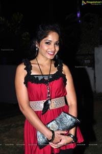 Madhavilatha in Red Sleeveless Dress