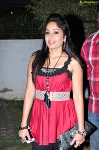 Madhavilatha in Red Sleeveless Dress