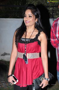 Madhavilatha in Red Sleeveless Dress