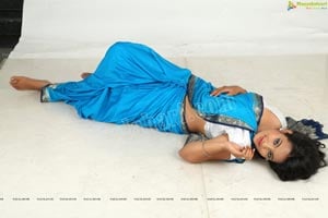 Saritha Sharma in Blue Saree