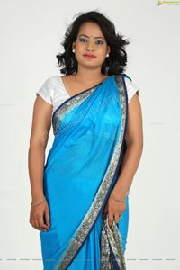 Saritha Sharma in Blue Saree