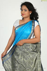 Saritha Sharma in Blue Saree