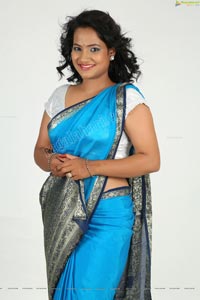 Saritha Sharma in Blue Saree