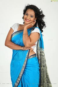 Saritha Sharma in Blue Saree