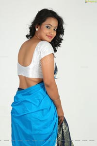 Saritha Sharma in Blue Saree