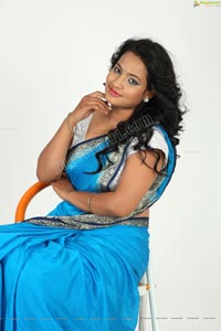 Saritha Sharma in Blue Saree