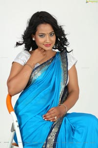 Saritha Sharma in Blue Saree