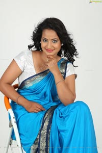 Saritha Sharma in Blue Saree