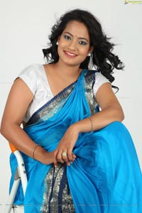 Saritha Sharma in Blue Saree