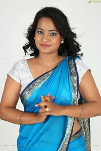 Saritha Sharma in Blue Saree