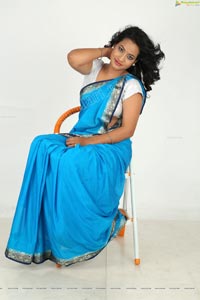 Saritha Sharma in Blue Saree