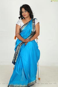 Saritha Sharma in Blue Saree