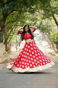 Bhanu Sri in Red Ghagra