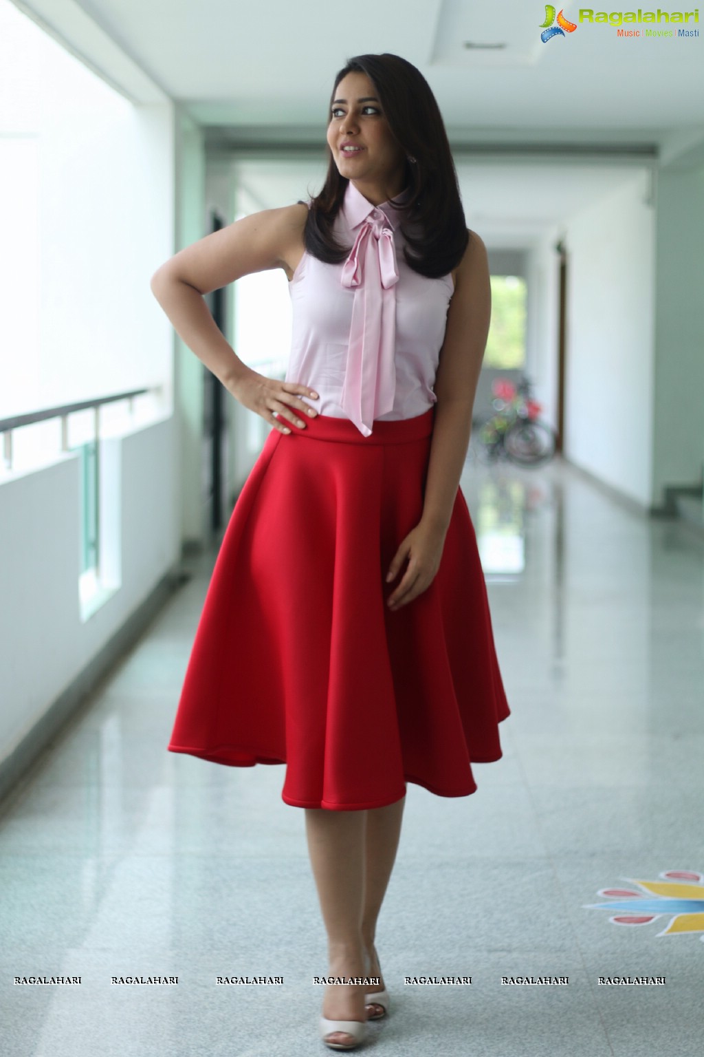 Beautiful Raashi Khanna in Red Dress Photos