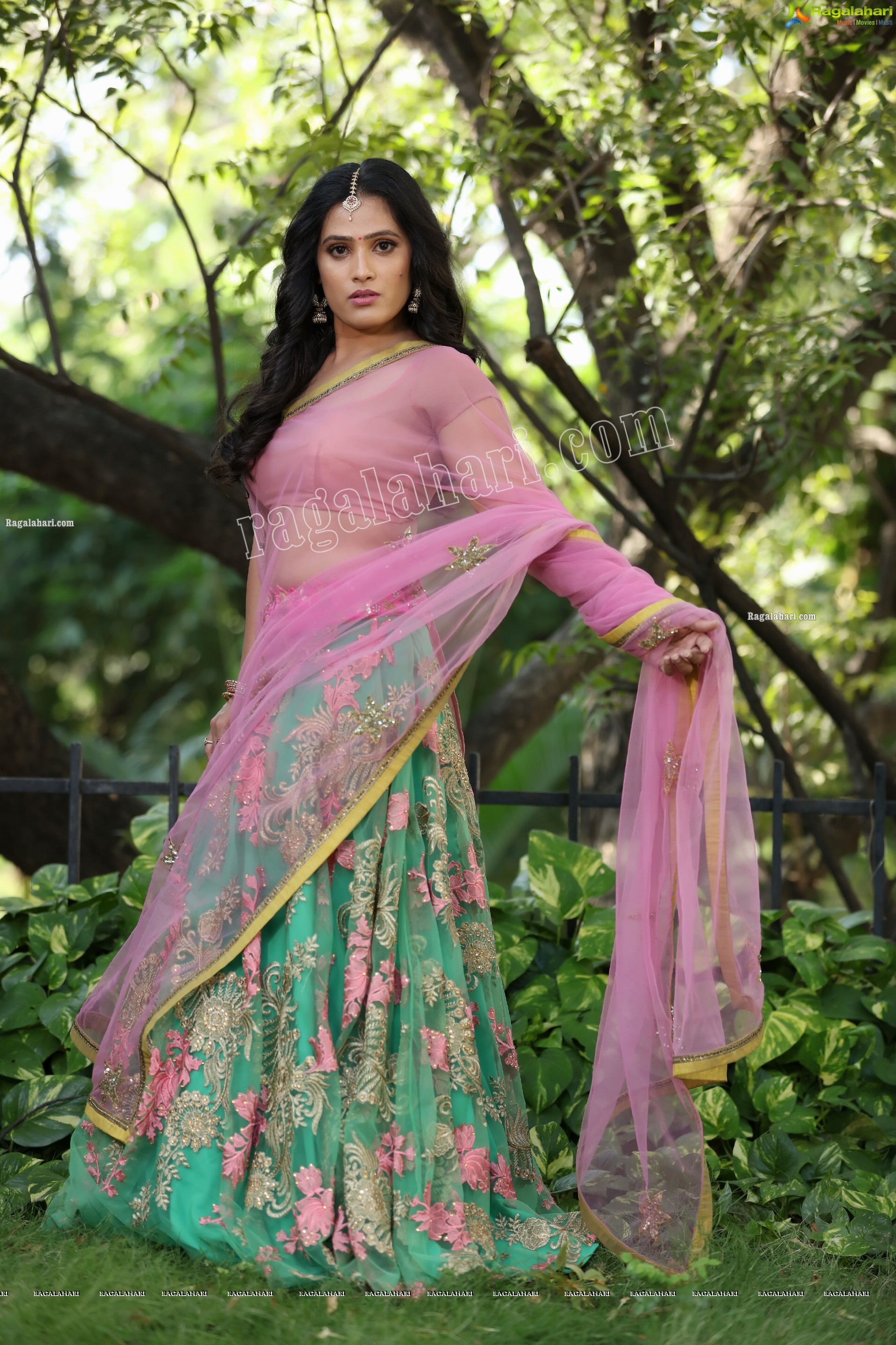 Anusha Parada in Pink and Green Embellished Lehenga Choli, Exclusive Photo Shoot