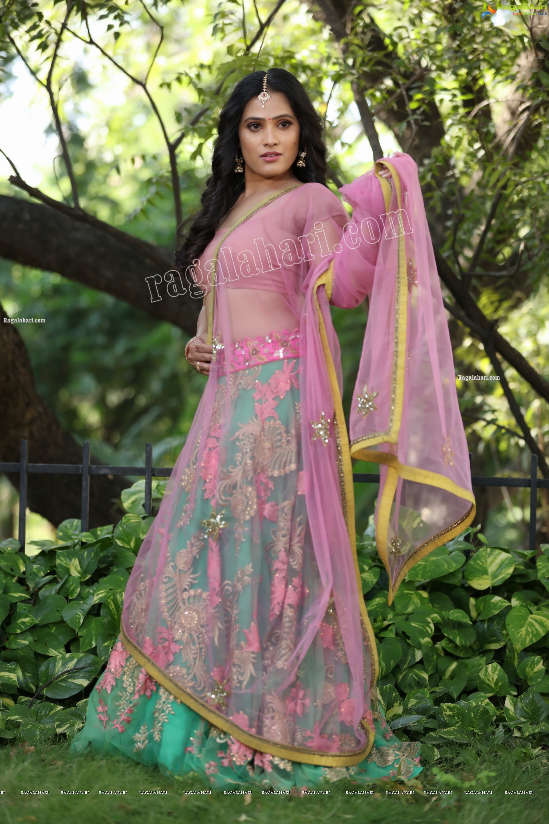 Anusha Parada in Pink and Green Embellished Lehenga Choli, Exclusive Photo Shoot