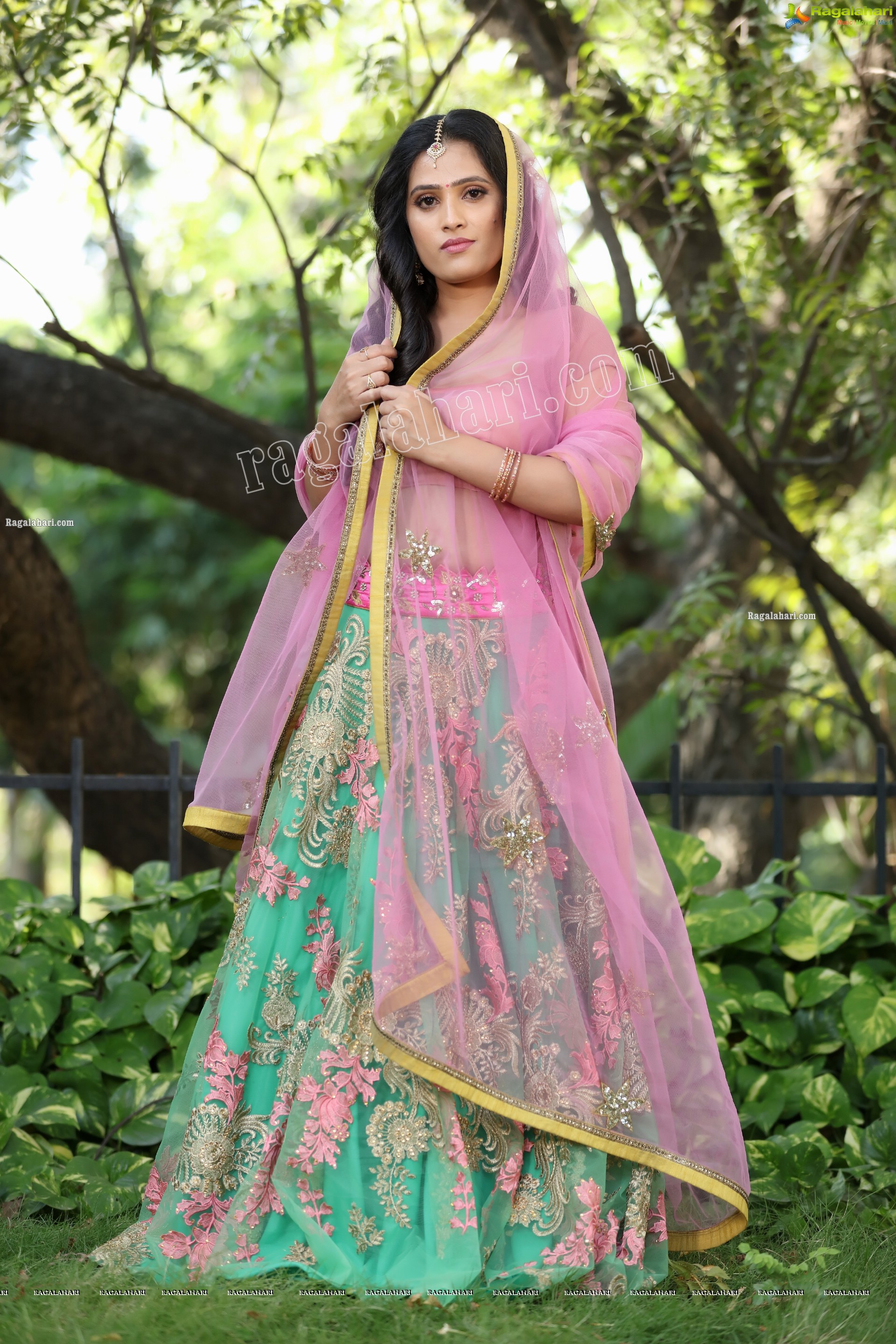 Anusha Parada in Pink and Green Embellished Lehenga Choli, Exclusive Photo Shoot