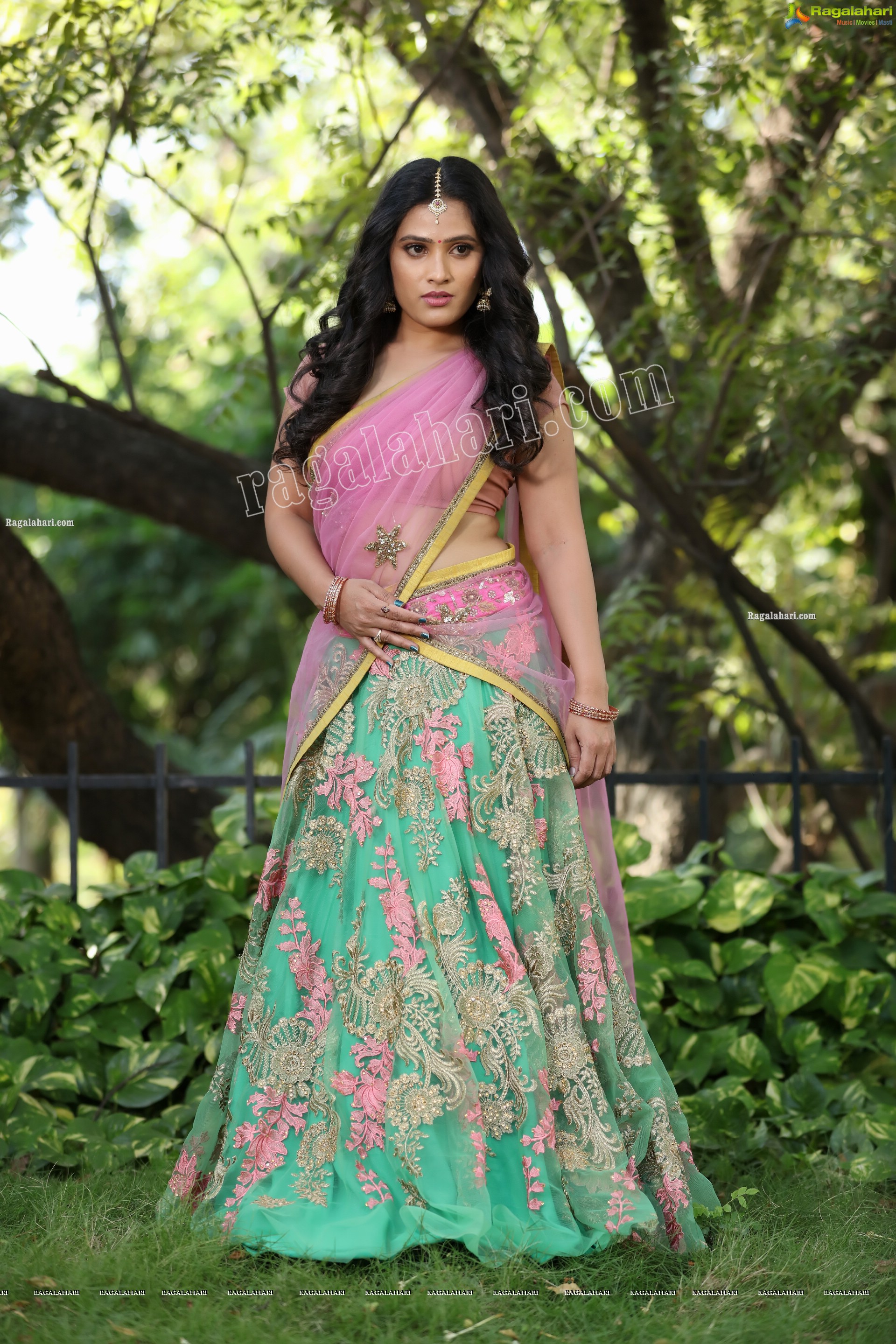 Anusha Parada in Pink and Green Embellished Lehenga Choli, Exclusive Photo Shoot