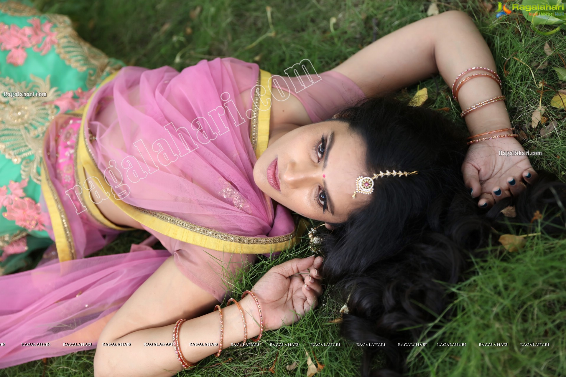 Anusha Parada in Pink and Green Embellished Lehenga Choli, Exclusive Photo Shoot