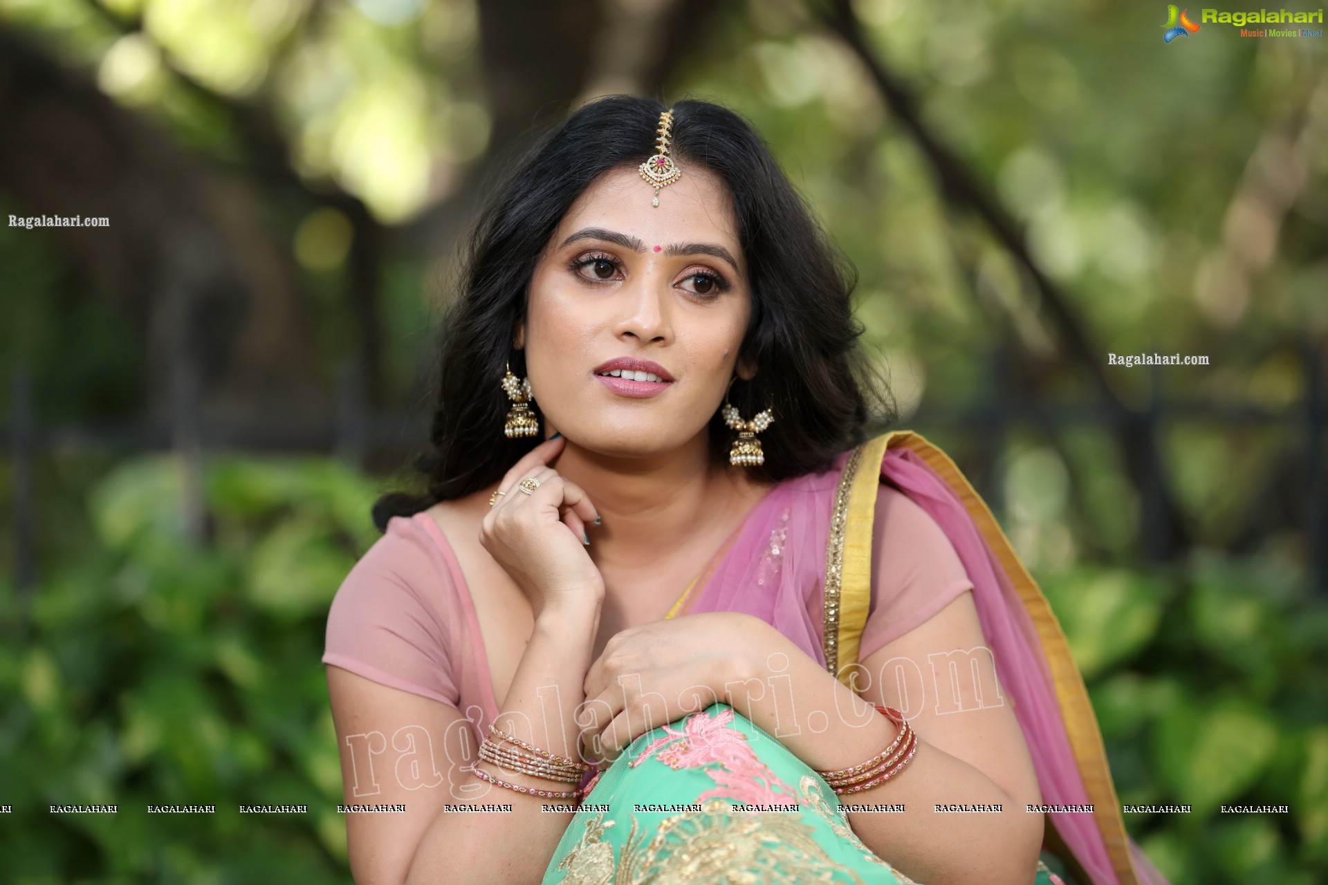 Anusha Parada in Pink and Green Embellished Lehenga Choli, Exclusive Photo Shoot