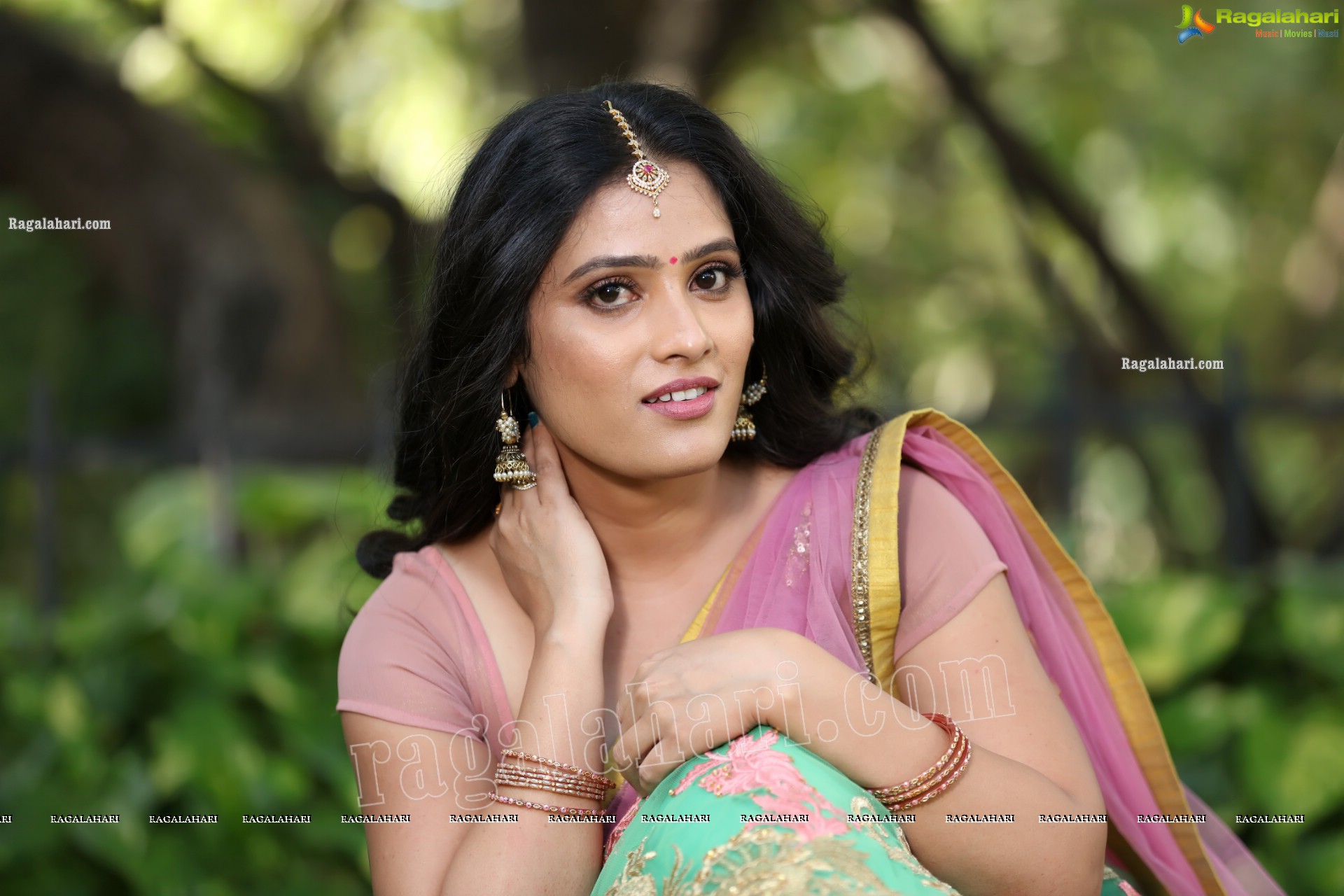 Anusha Parada in Pink and Green Embellished Lehenga Choli, Exclusive Photo Shoot