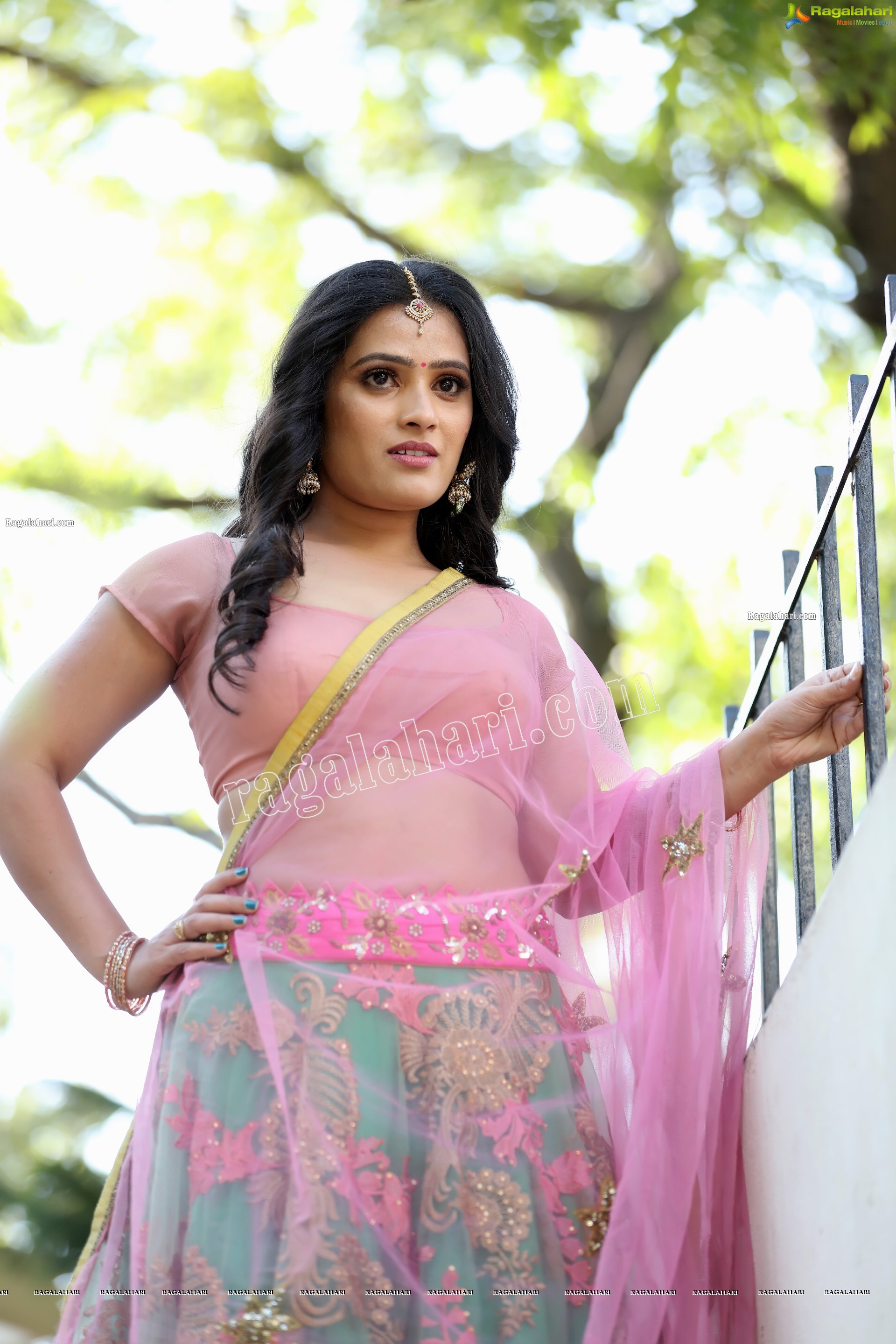 Anusha Parada in Pink and Green Embellished Lehenga Choli, Exclusive Photo Shoot