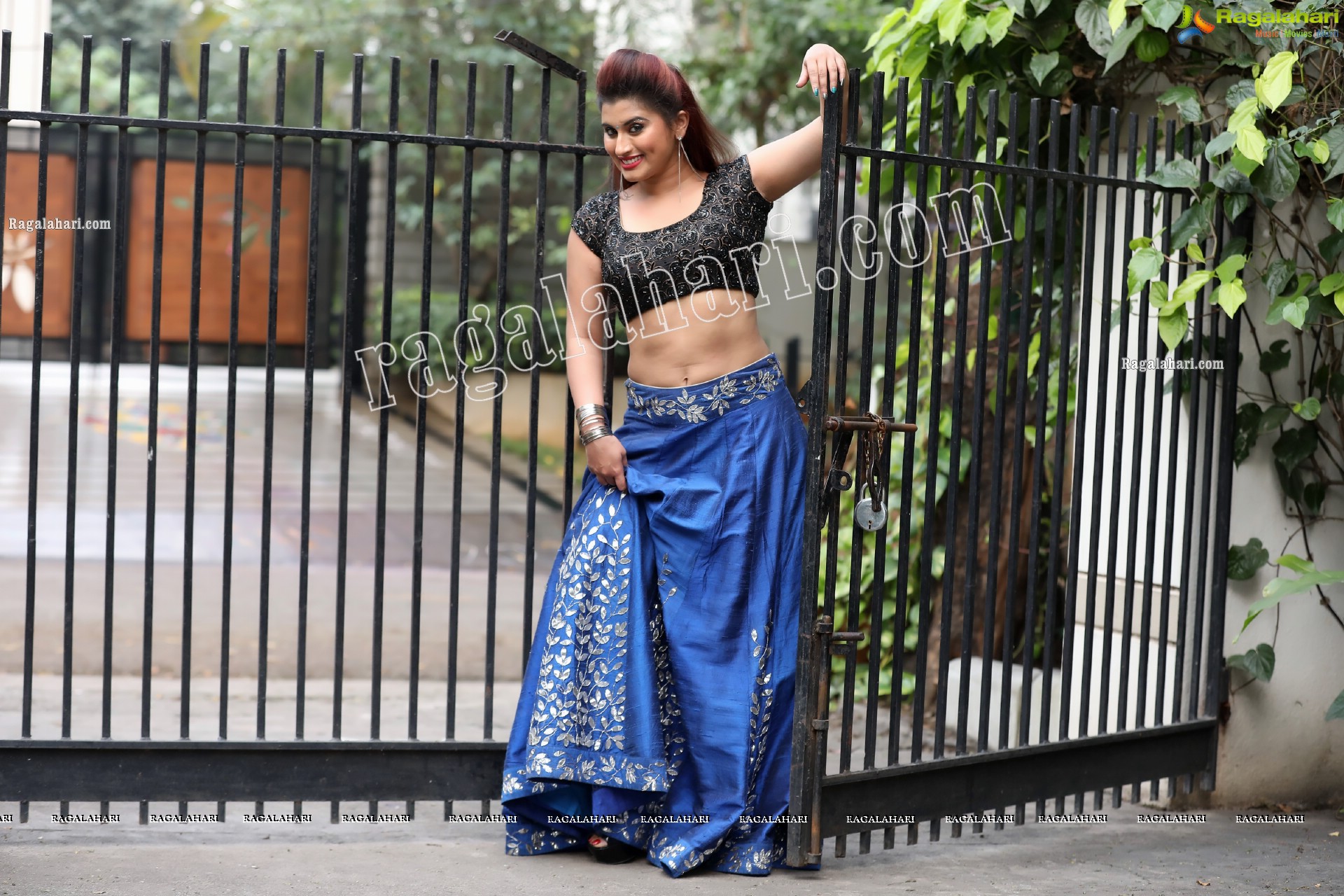 Gunnjan Aras in Dark Blue Embellished Lehenga Exclusive Photo Shoot