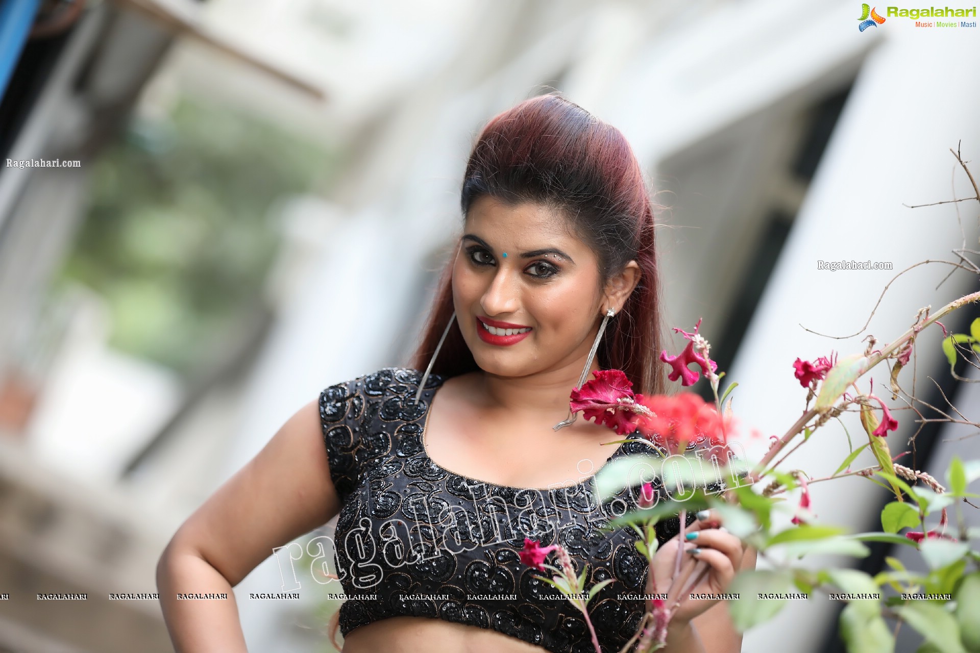 Gunnjan Aras in Dark Blue Embellished Lehenga Exclusive Photo Shoot