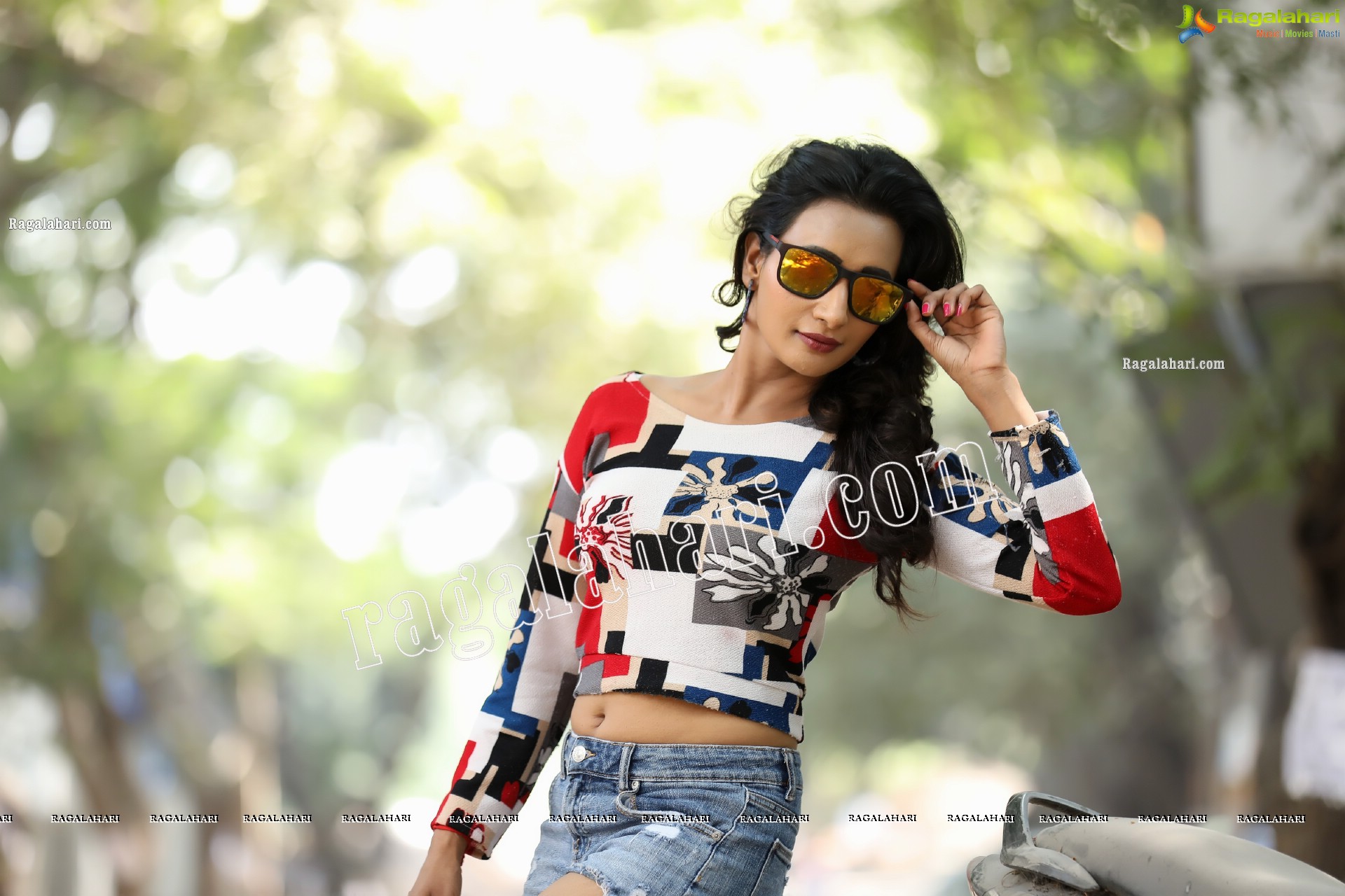 Nisheetha in Crop T-Shirt and Denim Shorts Exclusive Photo Shoot