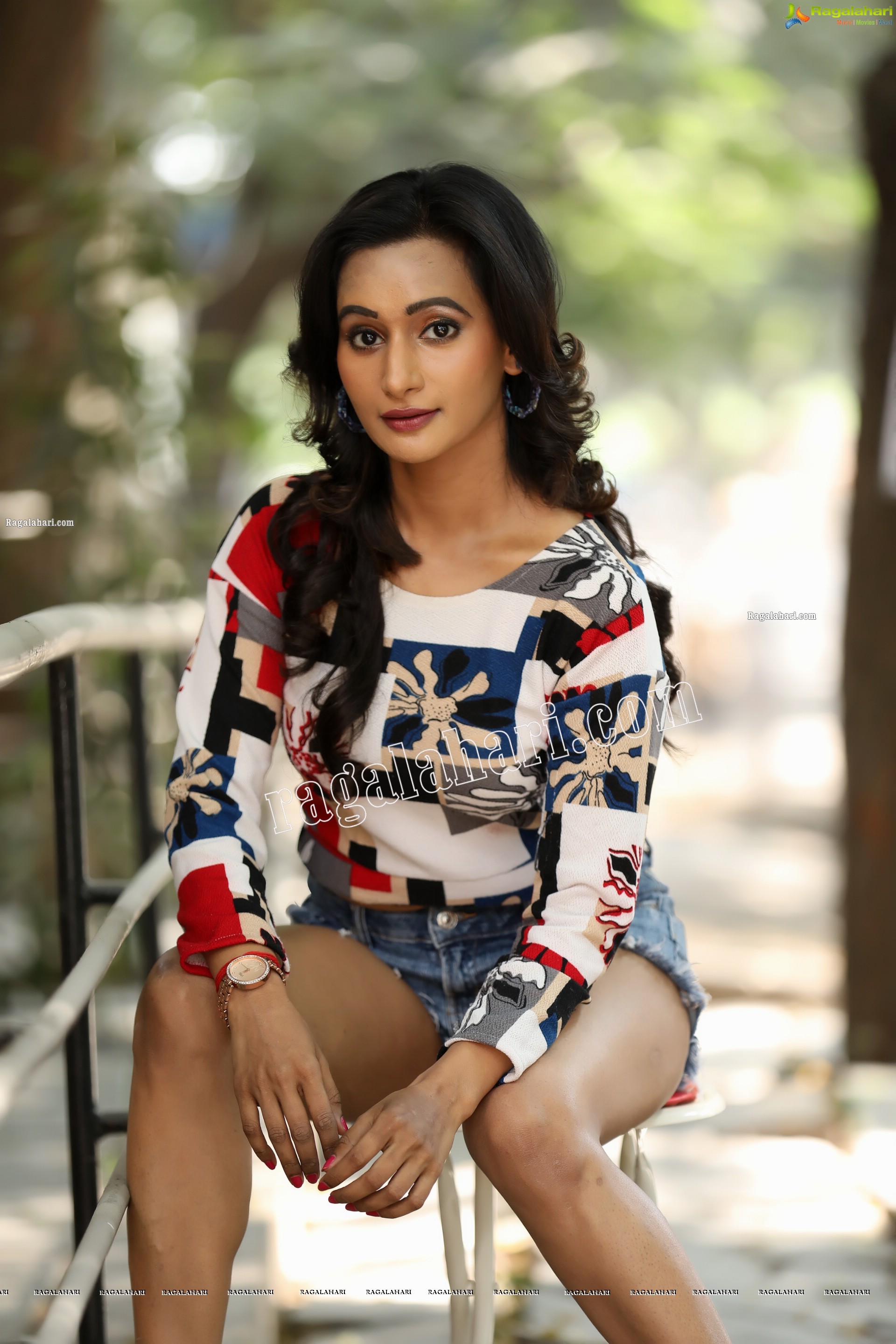Nisheetha in Crop T-Shirt and Denim Shorts Exclusive Photo Shoot