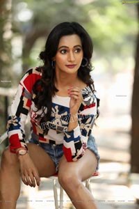 Nisheetha in Crop T-Shirt and Denim Shorts